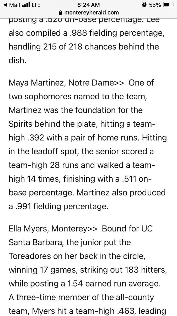 martinez_coach's tweet photo. Maya made the All County Softball Team today. https://t.co/boWfalZEmo