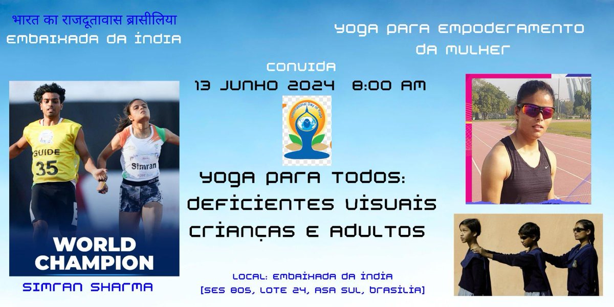 AmbSKReddy's tweet photo. @indiainbrazil is committed to Diversity, Equity, & Inclusion!
There are many wonderful people out there who wish to practice yoga!
#simransharma Champion Athlete.
#Yoga for the #blind & #visually challenged! @PMOIndia
@DrSJaishankar @moayush @iccr_hq https://t.co/q82xi7gBni