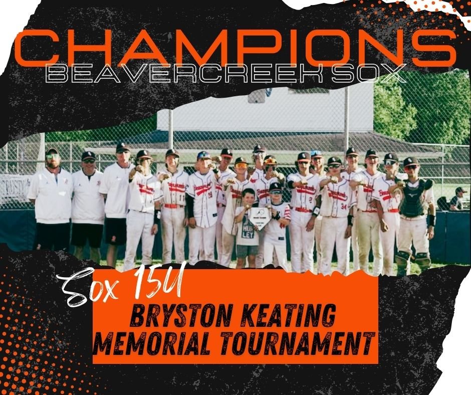 Huge congratulations to the 15U Beavercreek Sox baseball team for their incredible victory at the Bryston Keating Memorial Tournament! 
Our talented players showcased their skills and teamwork, giving up only ONE run and racking up an impressive 26 strikeouts in three games today