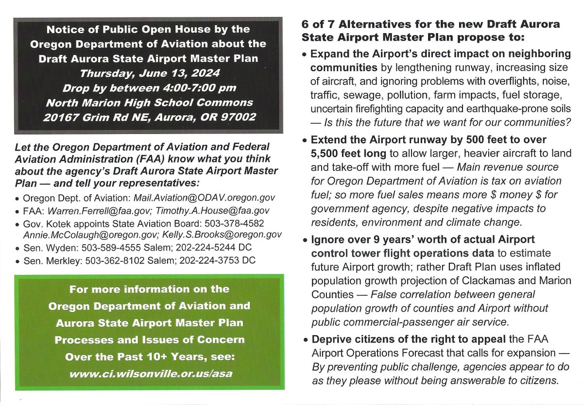 AuroraOregon's tweet photo. A recent 'hit piece' postcard from the City of Wilsonville impugns the sovereignty of Aurora residents. Besides Aurora's right to autonomy, our airport isn't even in the same county as Wilsonville. Support our airport's growth, jobs &amp; safety at this event: https://t.co/wElMdzWvYS https://t.co/e51CbZkJIx