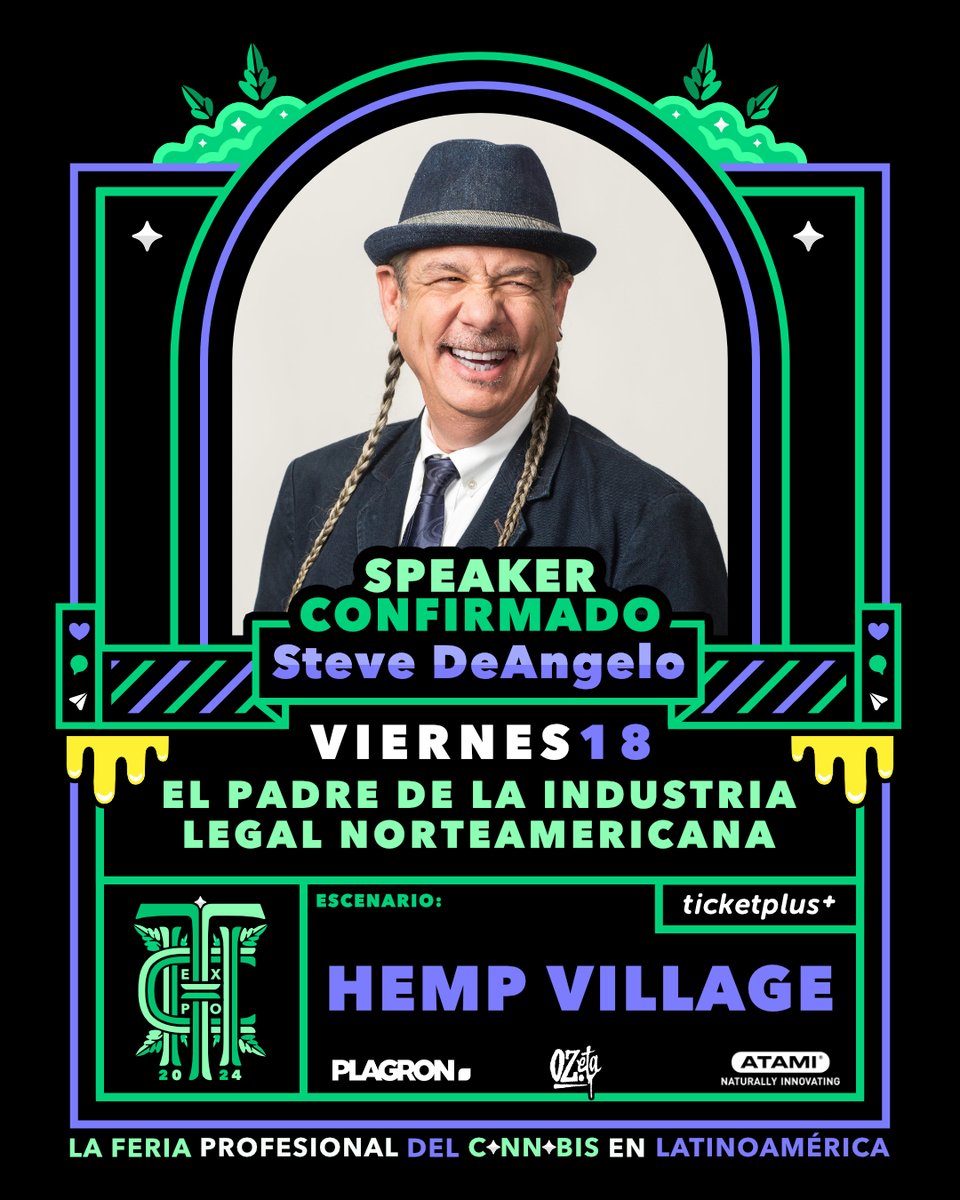 thcexpocl's tweet photo. ¡Estamos emocionados de anunciar a @stevedeangelo como speaker internacional confirmado en la 3ra edición de THC Expo!

Conocido como "el padre de la industria del cannabis legal", es un empresario, activista y autor de renombre mundial durante más de cuatro décadas. https://t.co/waHzLYogft