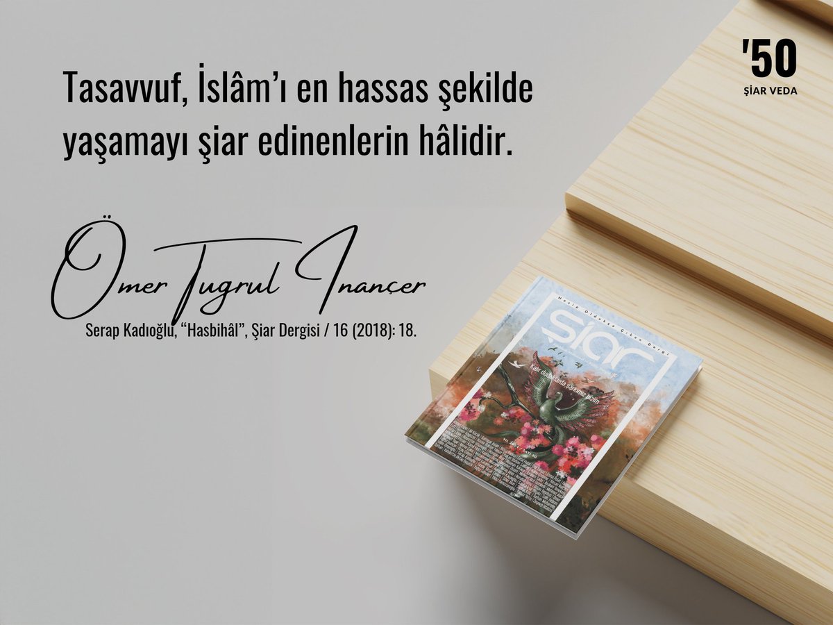 Tasavvuf, İslâm'ı en hassas şekilde yaşamayı şiar edinenlerin hâlidir.

Ömer Tuğrul İnançer

#Şiar50

Serap Kadıoğlu, “Hasbihâl”, Şiar Dergisi / 16 (2018): 18.