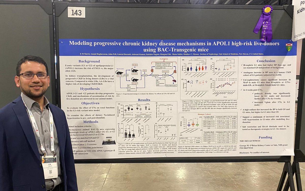 Menon Lab (@menonlab) on Twitter photo Big congratulations to <a href="/EMTanvir3/">E. M. Tanvir</a>
from the Menon Lab, and his poster presentation, marked as best of the show in the "Kidney Donors and Others" category at ATC 2024! 🏆📷 Amazing work!!!!! #ATC2024 <a href="/YaleNephrology/">Yale Nephrology</a> <a href="/YaleMed/">Yale School of Medicine</a> Big congratulations to <a href="/EMTanvir3/">E. M. Tanvir</a>
from the Menon Lab, and his poster presentation, marked as best of the show in the "Kidney Donors and Others" category at ATC 2024! 🏆📷 Amazing work!!!!! #ATC2024 <a href="/YaleNephrology/">Yale Nephrology</a> <a href="/YaleMed/">Yale School of Medicine</a>