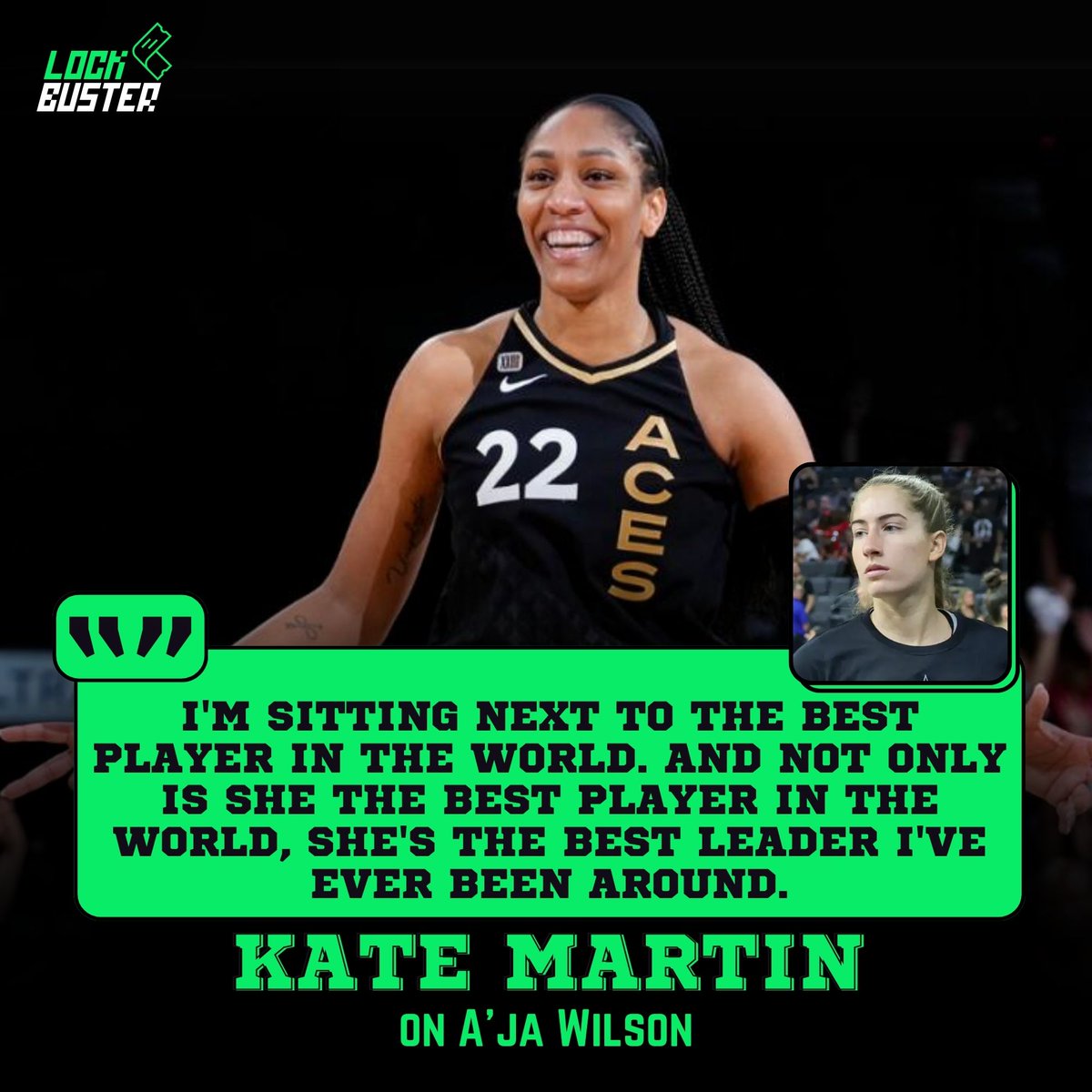 Lockbuster_'s tweet image. I'm sitting next to the best player in the world. And not only is she the best player in the world, she's also the best leader I've ever been around.

Kate Martin on A'Ja Wilson

Via @lvaces

#wnba #nba #basketball #ballislife #womensbasketball
