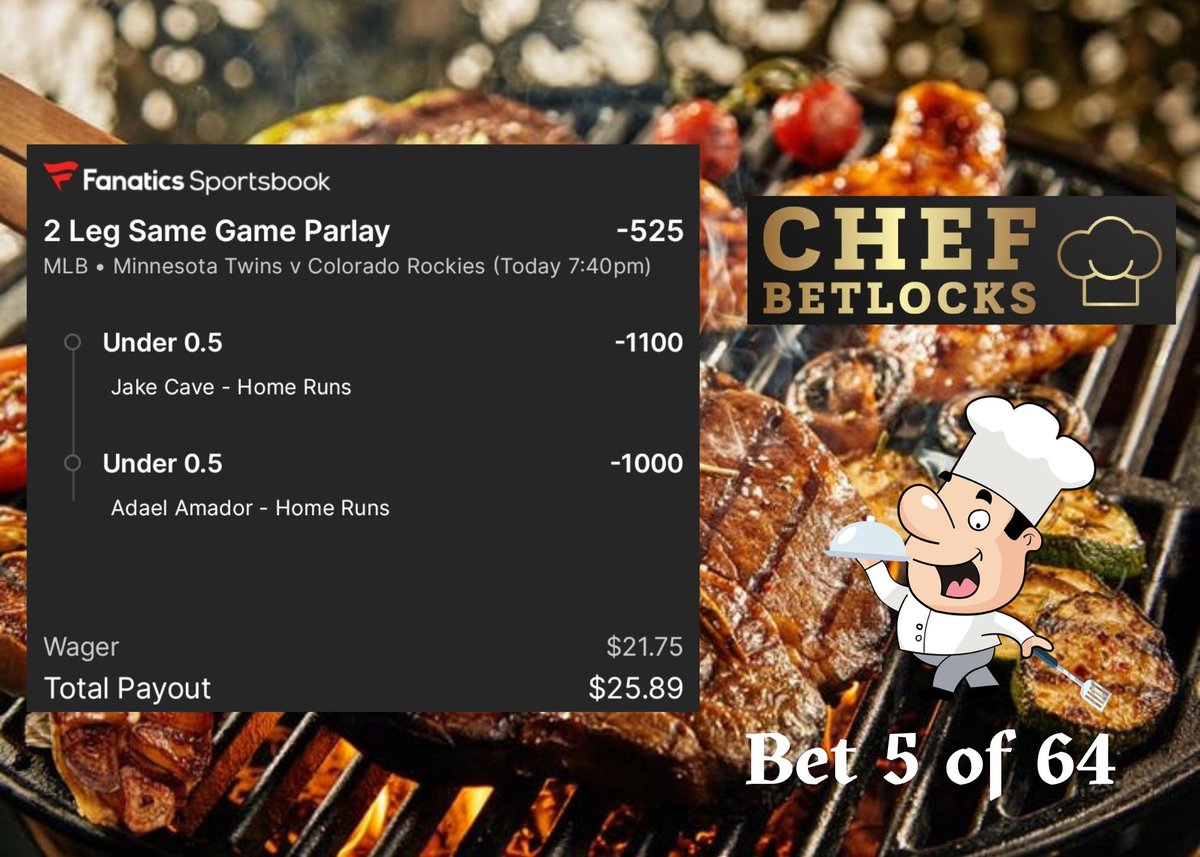 ChefBetLocks's tweet image. Bet #5 to becoming a millionaire..
💰 💰 💰 💰 💰 💰 💰 💰

2 legs SGP today. 🔥 🔥
#LFG 

For those who don't know. $10 rolled over 64 times averaging -500 odds will make you a millionaire. 🤯 

#GamblingTwitter #GamblingX
#SportsBetting #PrizePicks