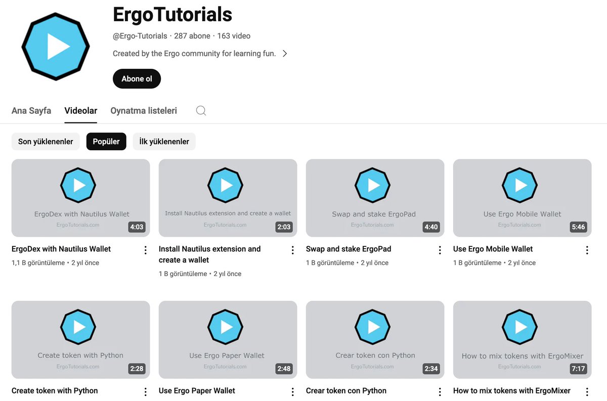 ergo_turkey's tweet image. .@ErgoTutorials, #Ergo&apos;da öğrenmek istediğiniz hemen her şey için video eğitimlerinin bulunduğu bir web sitesidir. Ekosisteme yeni katılan kullanıcıların incelemesi gereken, #Ergonauts için son derece faydalı bilgiler içeren video içerik sayfasıdır.

#DiscoverErgo #PoCoP #Türkiye