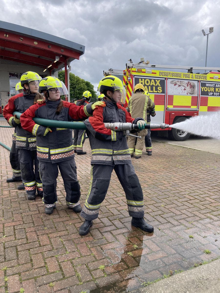 BCSchool1's tweet image. Some of year 9 have been at Buxton fire station today  to start their YES! course. They will be taking part in classroom and 'drill type' activities led by @DerbyshireFRS to improve confidence, self-esteem, and teamwork. #lovelearninglovelife