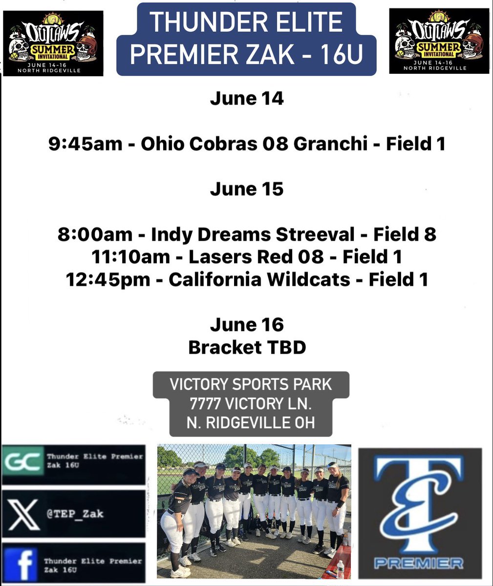 Thunder Elite 18U Premier - Zak (@tep_zak) on Twitter photo The <a href="/TEP_Zak/">Thunder Elite 18U Premier - Zak</a> crew will be back at it this weekend <a href="/d1fastpitch1/">D1 Fastpitch</a> in North Ridgeville. Stop out and see some great softball!! <a href="/TE_FallBall/">TE Fastpitch</a> <a href="/OilerPride22/">Jeff Steiner</a> #TEPremier The <a href="/TEP_Zak/">Thunder Elite 18U Premier - Zak</a> crew will be back at it this weekend <a href="/d1fastpitch1/">D1 Fastpitch</a> in North Ridgeville. Stop out and see some great softball!! <a href="/TE_FallBall/">TE Fastpitch</a> <a href="/OilerPride22/">Jeff Steiner</a> #TEPremier