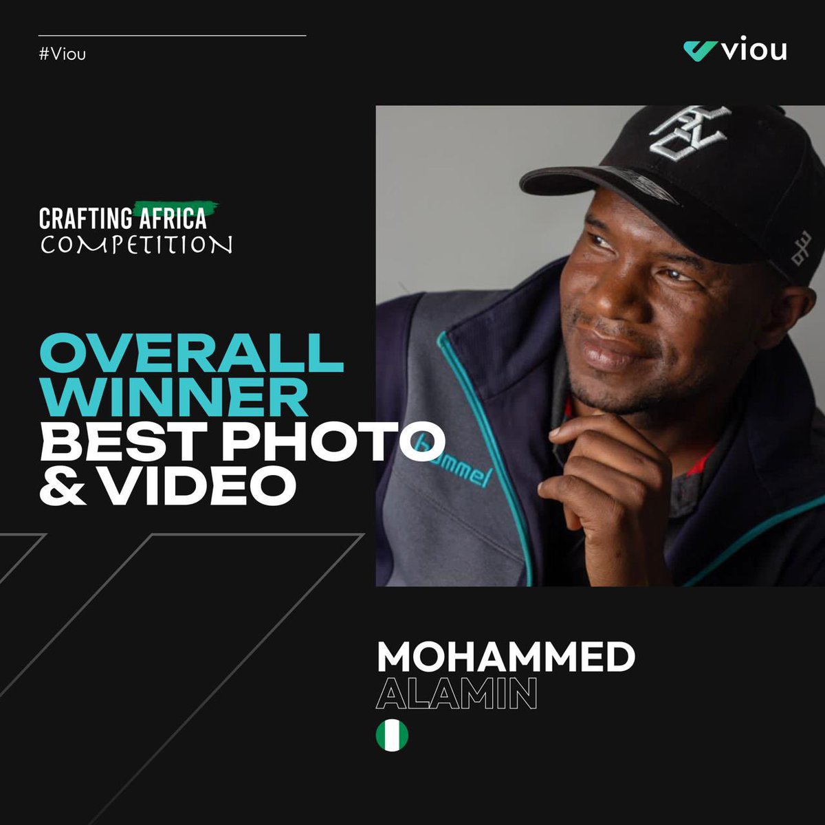 vioudigital's tweet photo. We are beyond thrilled to announce Mohammed Alamin @Alaminjos the Overall Winner for the Crafting Africa competition! 🏆
Your unparalleled creativity in both photography and videography has blown us away. 
Congratulations! https://t.co/93FxcpaMuz