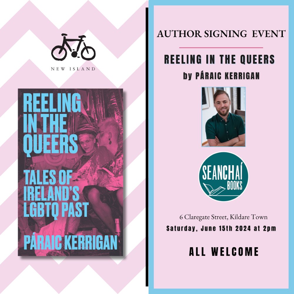 Páraic Kerrigan (@paraickerrigan) on Twitter photo The book events for Reeling in the Queers continue this week:
🗓️ Wednesday June 12, 5pm, book launch at my Alma mater in Maynooth university with the <a href="/MaynoothEnglish/">MU English Dept</a> and <a href="/MU_MediaStudies/">MU Media Studies</a>
🗓️ Saturday June 15, 2pm-4pm, book signing in my hometown Kildare Town in <a href="/SeanchaiB/">Seanchaí Books</a> The book events for Reeling in the Queers continue this week:
🗓️ Wednesday June 12, 5pm, book launch at my Alma mater in Maynooth university with the <a href="/MaynoothEnglish/">MU English Dept</a> and <a href="/MU_MediaStudies/">MU Media Studies</a>
🗓️ Saturday June 15, 2pm-4pm, book signing in my hometown Kildare Town in <a href="/SeanchaiB/">Seanchaí Books</a>