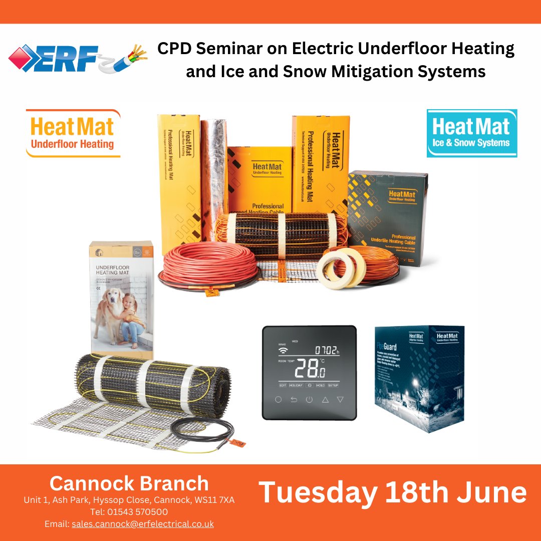 Sign up here: ow.ly/sHzw50Se88M

Join us for the latest trends in electric underfloor heating and outdoor heating solutions at our upcoming seminar! Gain CPD Points while learning about cost-effective and aesthetically seamless electric heating systems. 

#ElectricHeating