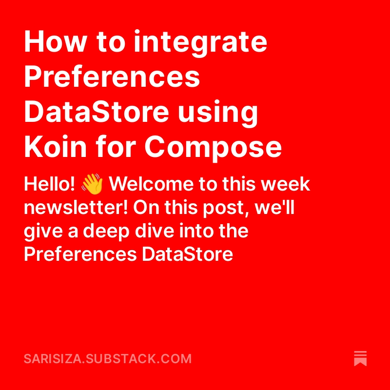 On this week post, we are deep diving into the Preferences DataStore!

Please enjoy this comprehensive tutorial on integrating the Preferences DataStore using Koin in a #Compose app.

#buildinpublic

bit.ly/3VL6xlv