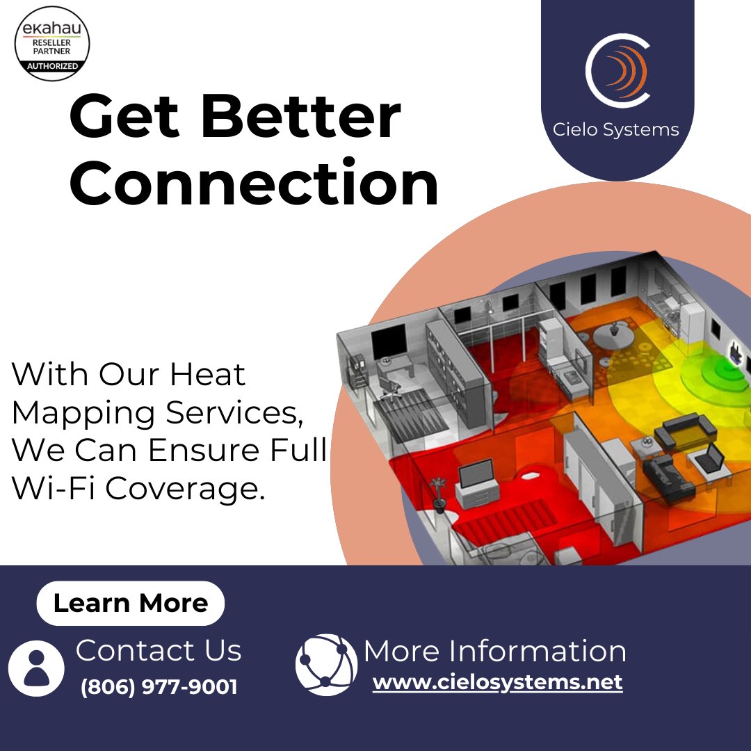 Transform your Wi-Fi experience! Our heatmapping service identifies and fixes weak spots for ultimate coverage. 

 #WiFiHeatmapping #BetterConnectivity #cielosystems #wireless #technitions #contactus #wifi #betterconnection