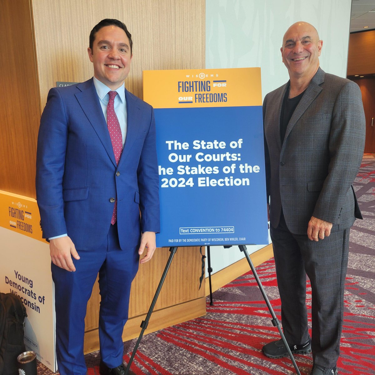 Pines Bach Attorneys Lester Pines and Eduardo Castro gave a talk this weekend at the Wisconsin Democratic Party state convention on the impact of the 2024 election on federal and Wisconsin courts!