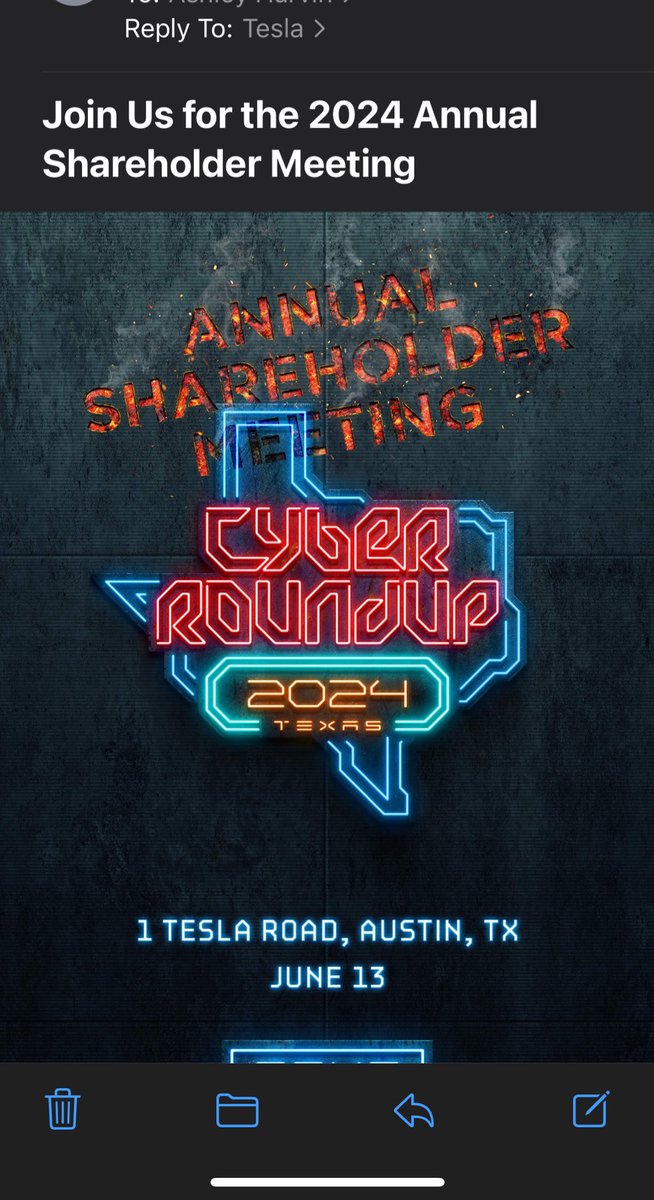 Ashley__USA's tweet photo. Anyone already get their confirmation if RSVP’d in last few days for the 2024 Cyber Roundup? Need to plan travel. 🙏🏻 Submitted Saturday. #CyberRoundup #Tesla https://t.co/K3n0QICU1Q