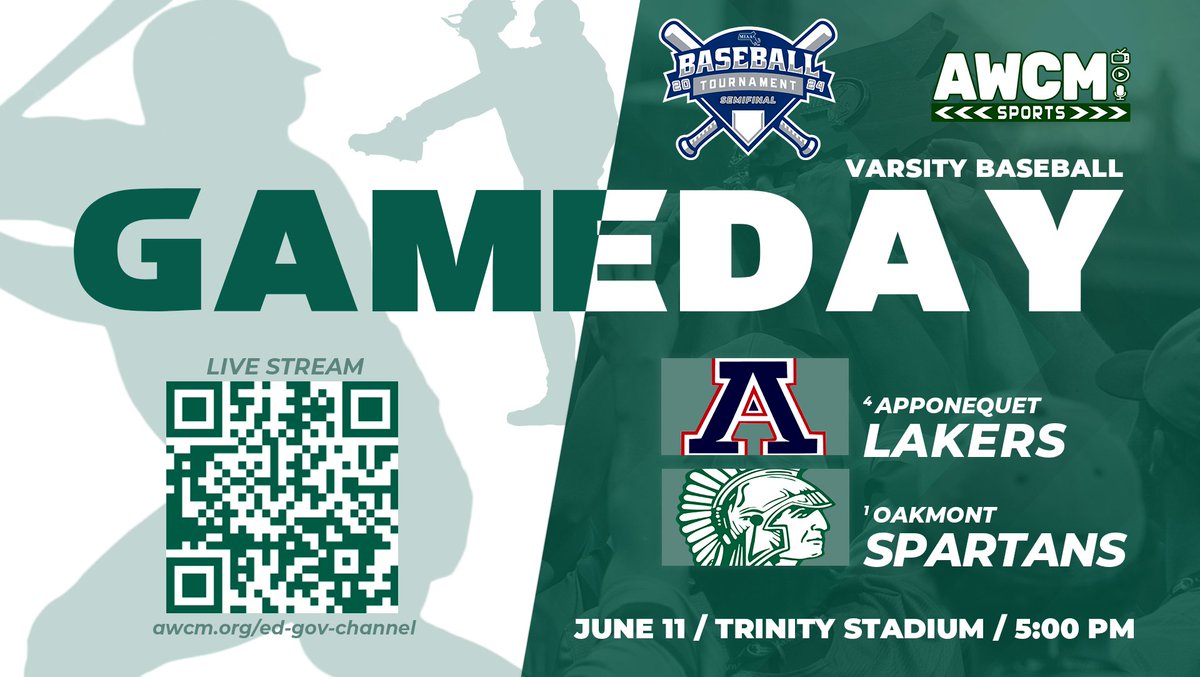 AshWestComMedia's tweet image. Today AWCM Sports will be bringing you the @OakmontRegional Varsity Baseball MIAA Semifinal Game vs the Apponequet Lakers. First pitch at 5:00pm. Game will be LIVE on Ch.9, streaming in the App, and on awcm.org/ed-gov-channel
@OakmontBSBL @ApponequetBase @ORHSAthletics @tgsports