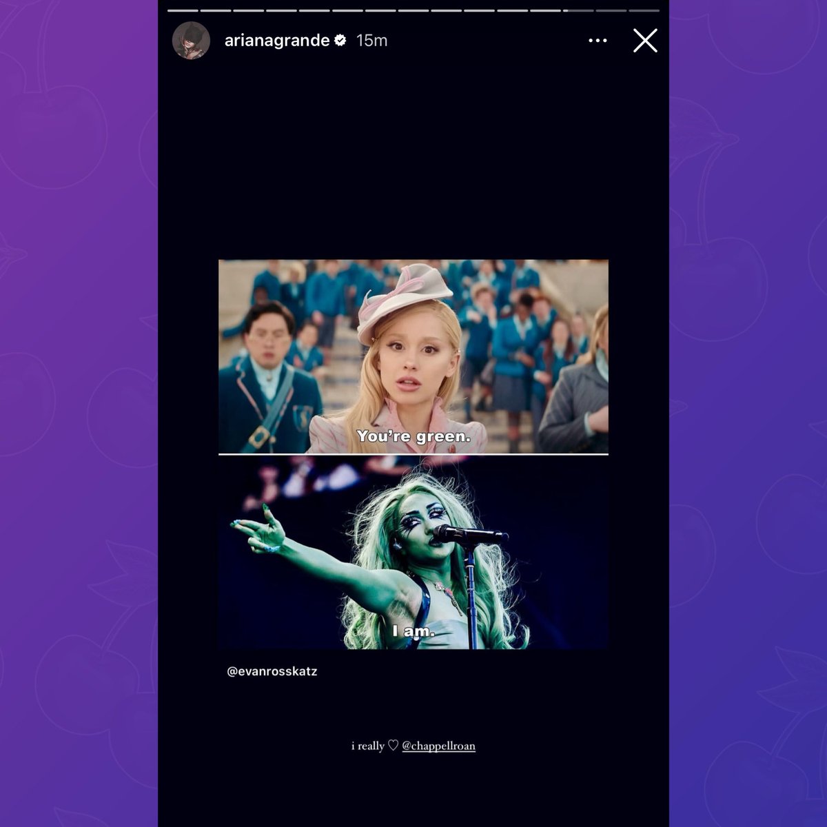 Ariana Grande shows love to Chappell Roan in new Instagram story:

“I really ♡ chapell roan”