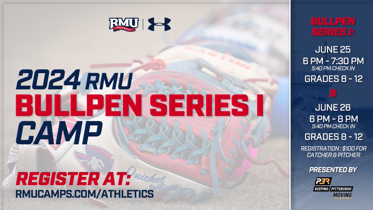 Lots of camps coming up for RMU softball but here is the first one! Pitchers and catchers sign up today 🥎