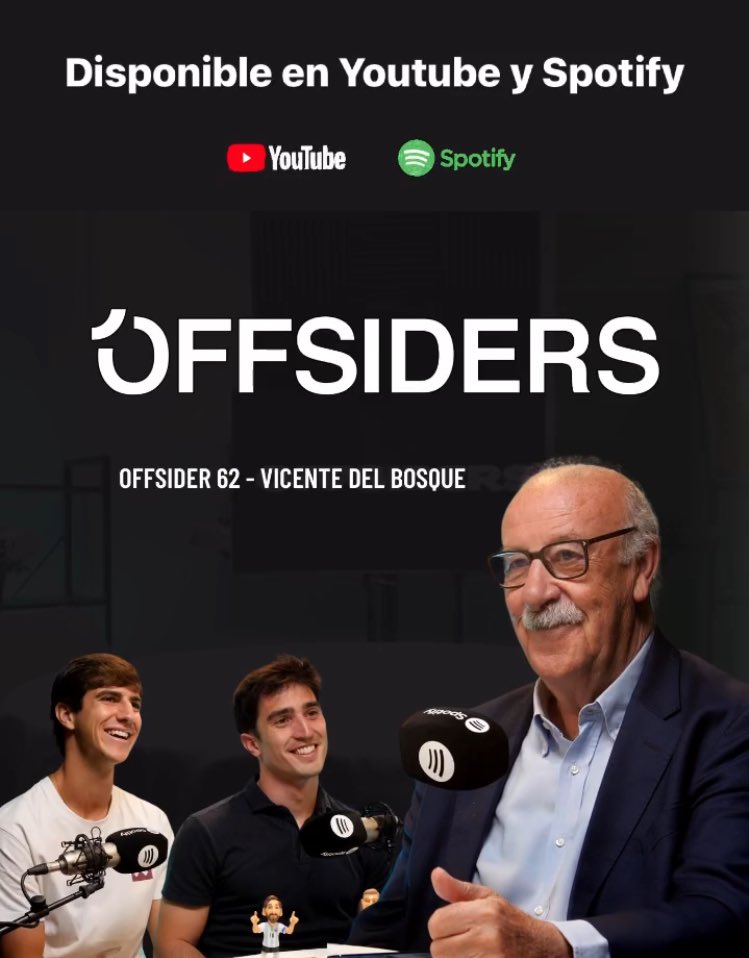 Offsiders_PRJ's tweet photo. 🎙️| CAPÍTULO 62

✅ | DISPONIBLE YA EL PODCAST CON VICENTE DEL BOSQUE

| Offsider 62 - Vicente Del Bosque |

🎥 | https://t.co/nS3mENfDBI
.
.
.
#LALIGAEASPORTS #DAZN #ElChiringuito #VicenteDelBosque #offsiders #podcast  #capitulo #VAR #Viral #Mbappe #Pedrerol #euro2024 https://t.co/tGcya4Fb2P
