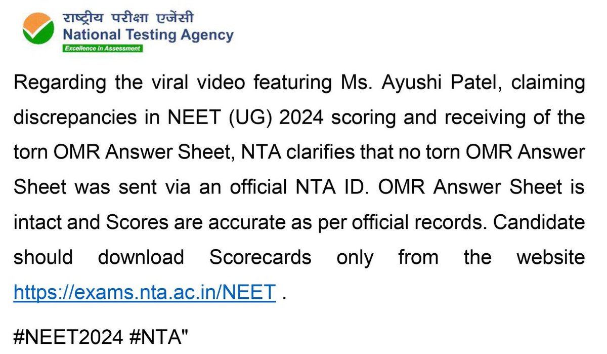 Bewiseneet's tweet photo. #NTA झूठा है या फिर #AyushiPatel  पता नहीं 

लेकिन #BeWiseclasses ने इस Issue पर video  नहीं बनाया ||

Follow authentic sources.

हमें बस #ReNEET चाइए आप #ReNEETDateBatao #NTAonAyushiPatel https://t.co/DVJlqltLfM