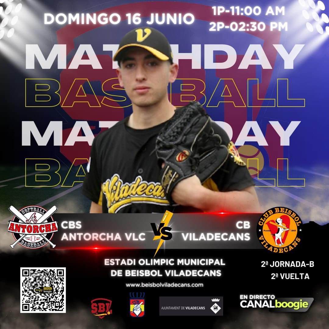 Domingo 16 de Junio doble partido de la SBL 2024 entre 
CBS ANTORCHA VALÈNCIA Vs. CB VILADECANS 
Estadi Olímpic Municipal de Beisbol Viladecans 

<a href="/CANALboogie/">CANALboogie</a> <a href="/BeisbolVila/">Béisbol Viladecans</a> <a href="/ViladecansTweet/">AjuntamentViladecans</a>  <a href="/RFEBS/">RFE Béisbol y Sófbol</a>  <a href="/FCBeisbolSofbol/">Beisbol i Softbol Catalunya ⚾️🥎</a>