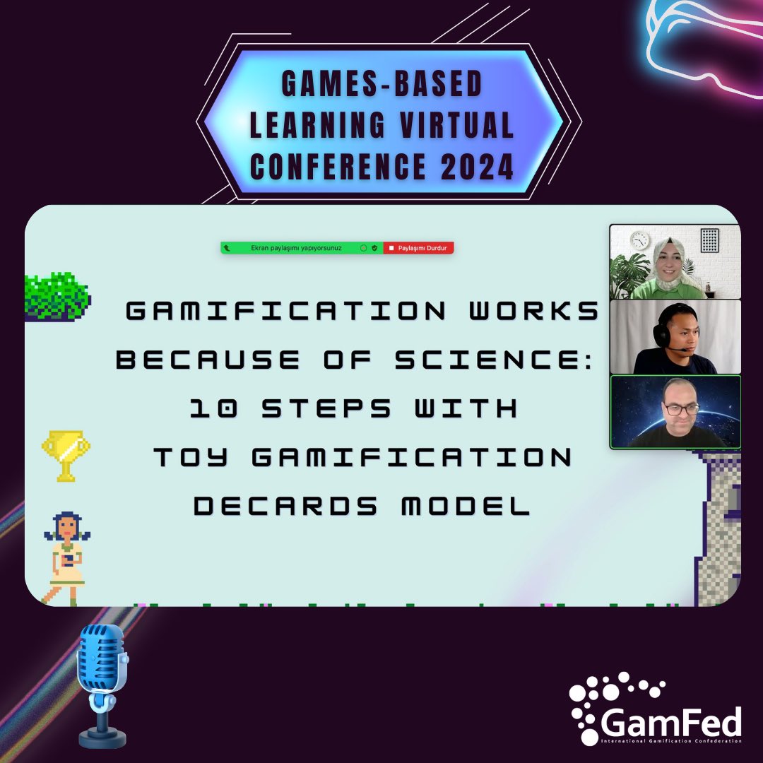GamfedTurkiye's tweet photo. Games-Based Learning Virtual Conference 2024’de Ercan Altuğ Yılmaz ve Afra Çalık hocalarımız Ercan Altuğ Yılmaz hocamızın geliştirdiği TOY Oyunlaştırma Modelini tanıttı. 🚀✨

#gblconference #gamificationworks #toygamificationdecardsmodel #seriousgamesِ #edtech #oyunlaştırma https://t.co/6T5VVcf1Cy