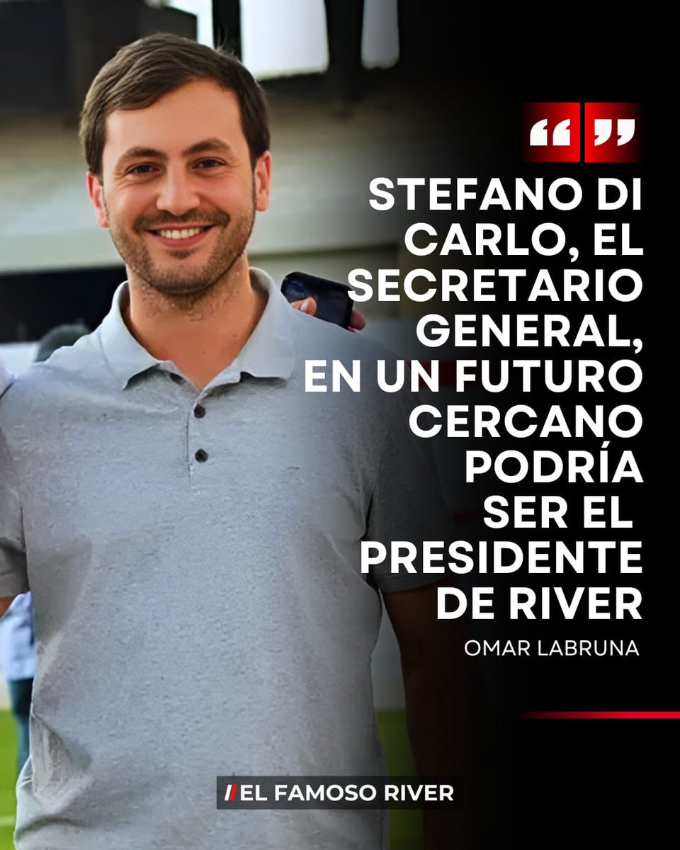 #River | “Stefano Di Carlo, el secretario general, en un futuro cercano podría ser el presidente de River".

🎙️Omar LABRUNA en El Famoso River x AM 1350.