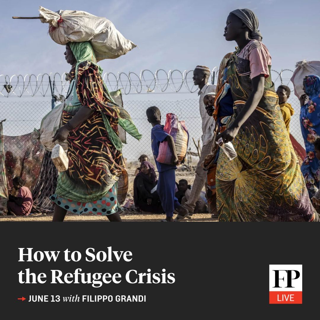 In 2022, the number of displaced people grew by the largest amount on record—and the crisis has shown no signs of slowing down. On June 13, <a href="/FilippoGrandi/">Filippo Grandi</a>, the U.N. high commissioner for <a href="/Refugees/">UNHCR, the UN Refugee Agency</a>, will join FP Live to discuss. 

Register here: foreignpolicy.com/live/refugee-c…