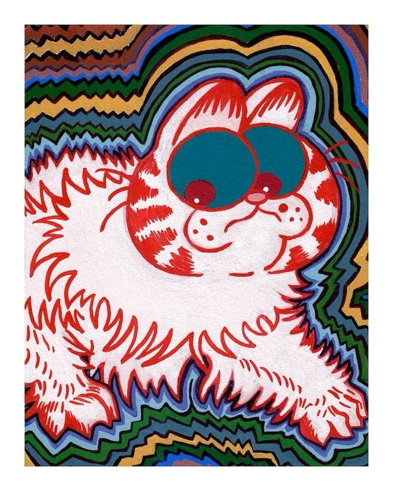shrugdeaIer's tweet photo. A #LouisWain inspired #GarfPost this #Monday. Not my work; looking for artist to credit! https://t.co/7HR9bc74iq