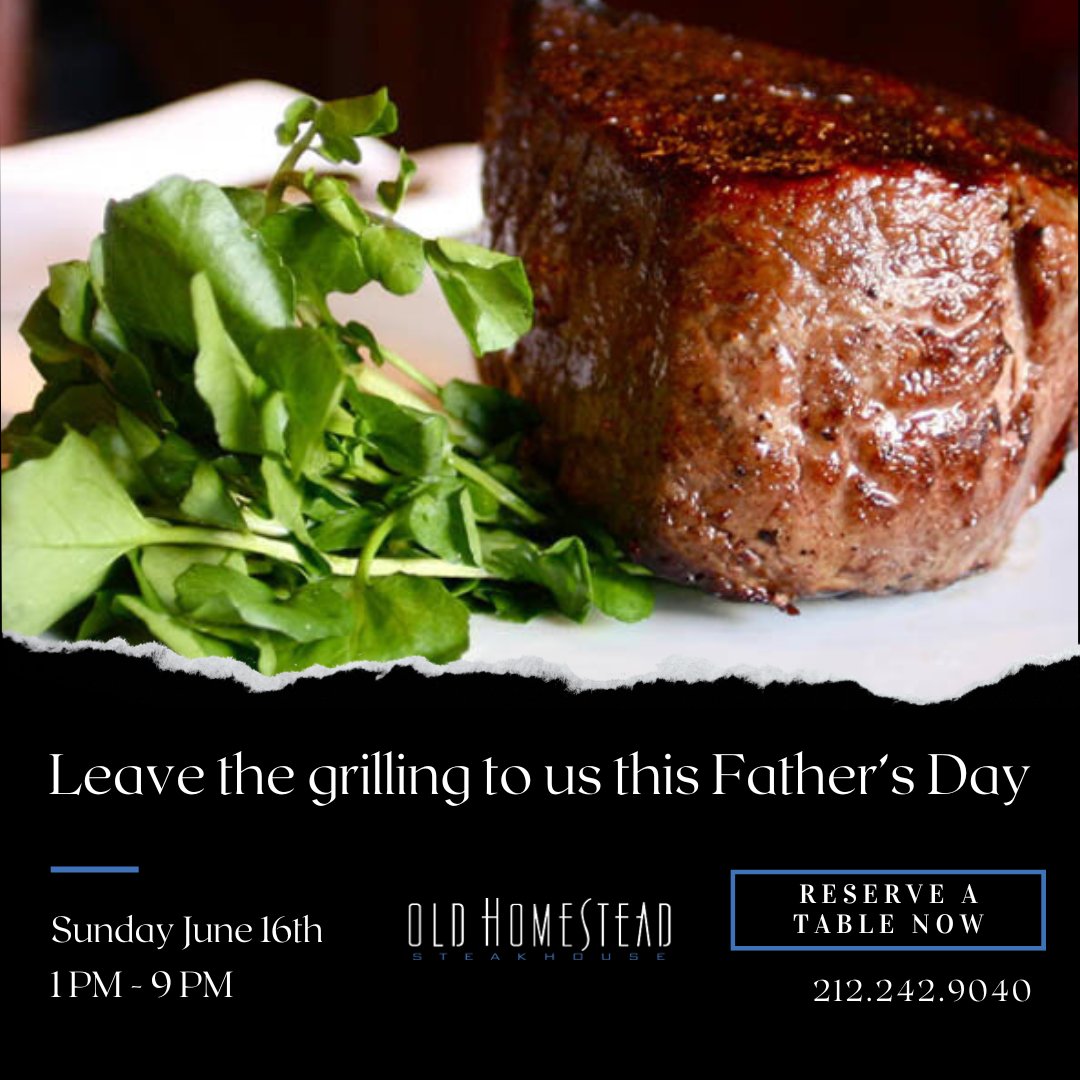 Old Homestead has you covered with everything your dad could want this Father's Day! It's not too late to make a reservation, just call 212-242-9040
#fathersday #Fathersday2024 #fathersdayideas #fathersdaymeal #fathersdaylunch #fathersdaydinner #fathersdayplan