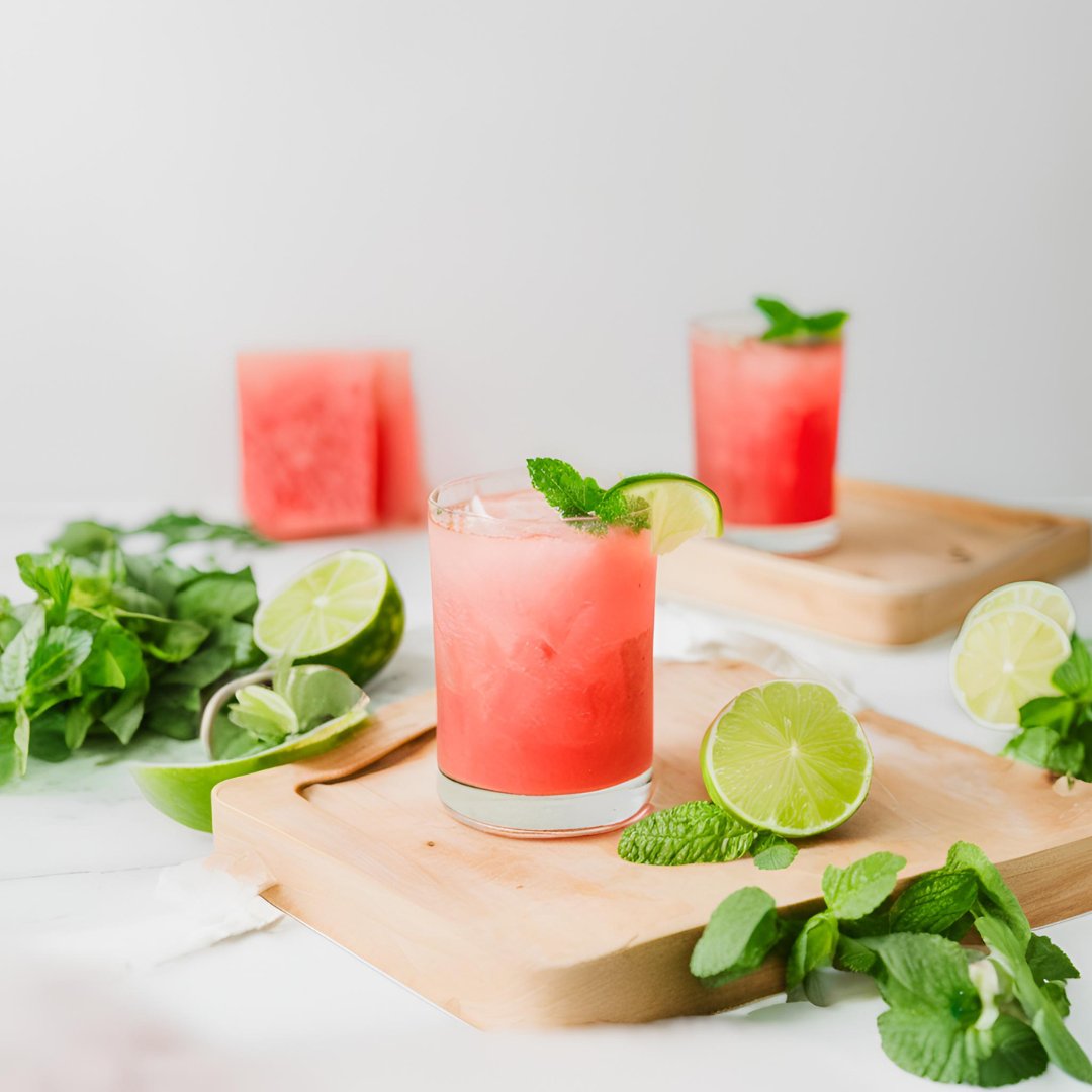 BeyondHealth's tweet photo. 🍉 Watermelon Mint Cooler 🍉

Blend 4 cups of watermelon cubes until smooth, then strain. Mix with 1/4 cup lime juice, 2 tbs honey, 1/4 cup fresh mint leaves. Chill 1 hour. Add 2 cups of sparkling water.
Serve over ice, garnished with mint sprigs and watermelon slices. https://t.co/rJqPDHOOXs