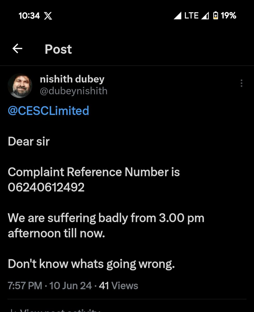 dubeynishith's tweet photo. @CESCLimited You have again allot a new complain no. What about the one. https://t.co/B5sRk7X9I1