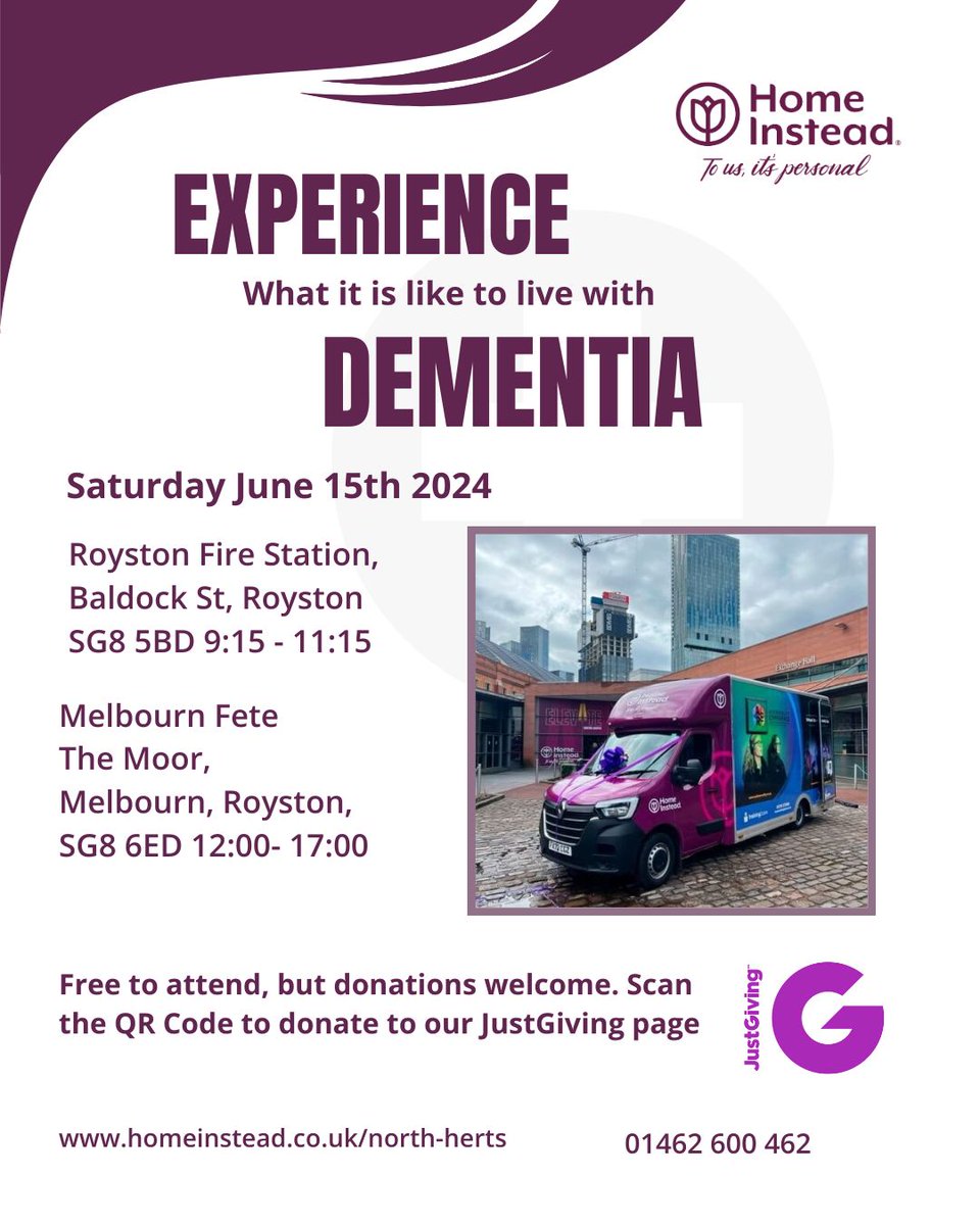 HISCNorthherts's tweet photo. Join us this Saturday 15th June for The Dementia Experience at Royston Fire Station and Melbourne Fete. Learn what it is like to be affected by dementia. See the poster for details. 
#dementiaawareness #royston #homecare #melbournfete

https://t.co/eLwKScR7X4 https://t.co/bWOe3rwNjZ