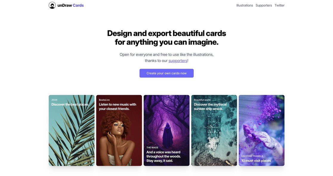 Really excited to be trying some new stuff out on the open with unDraw! 🥳😃Always loved this type of cards so creating them super easy is so useful and fun! Currently working out the final details but if you want to play with it later today let me know!
