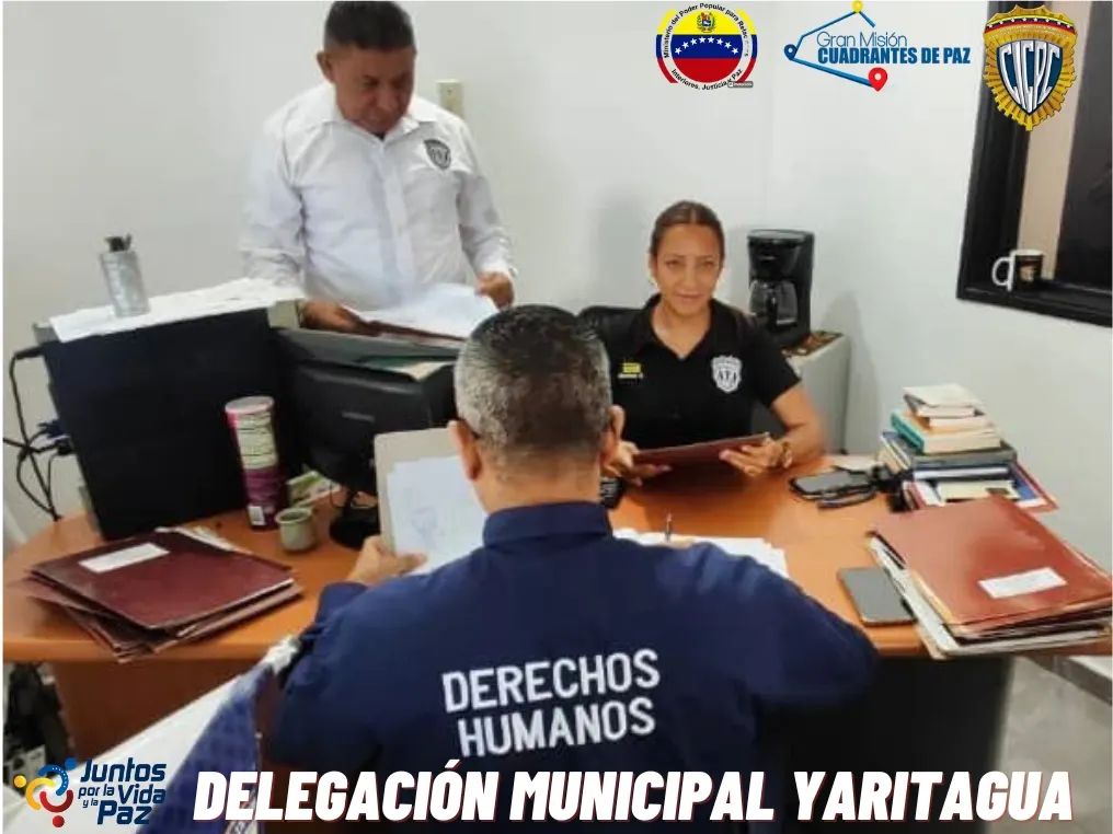 La C/J Evangelys Martínez, Jefe de la Delegación Municipal Yaritagua y el I/J Héctor Flores,sostuvo reunión con el Delegado de la Dirección General de los Derechos Humanos del estado Yaracuy #Derechoshumanos, Abogado Daniel Ruiz. 
#VenezuelaJusticiayPaz
#NicotienesLasRiendas