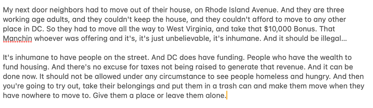 Mendelson said today he's "trying" to add more housing vouchers to the budget but didn't sound overly optimistic. 

I spoke with one of the protesters, Charlottie Simpson. She's a 58-year D.C. resident and a veteran of the civil rights movement. Here's why she chose to speak out: