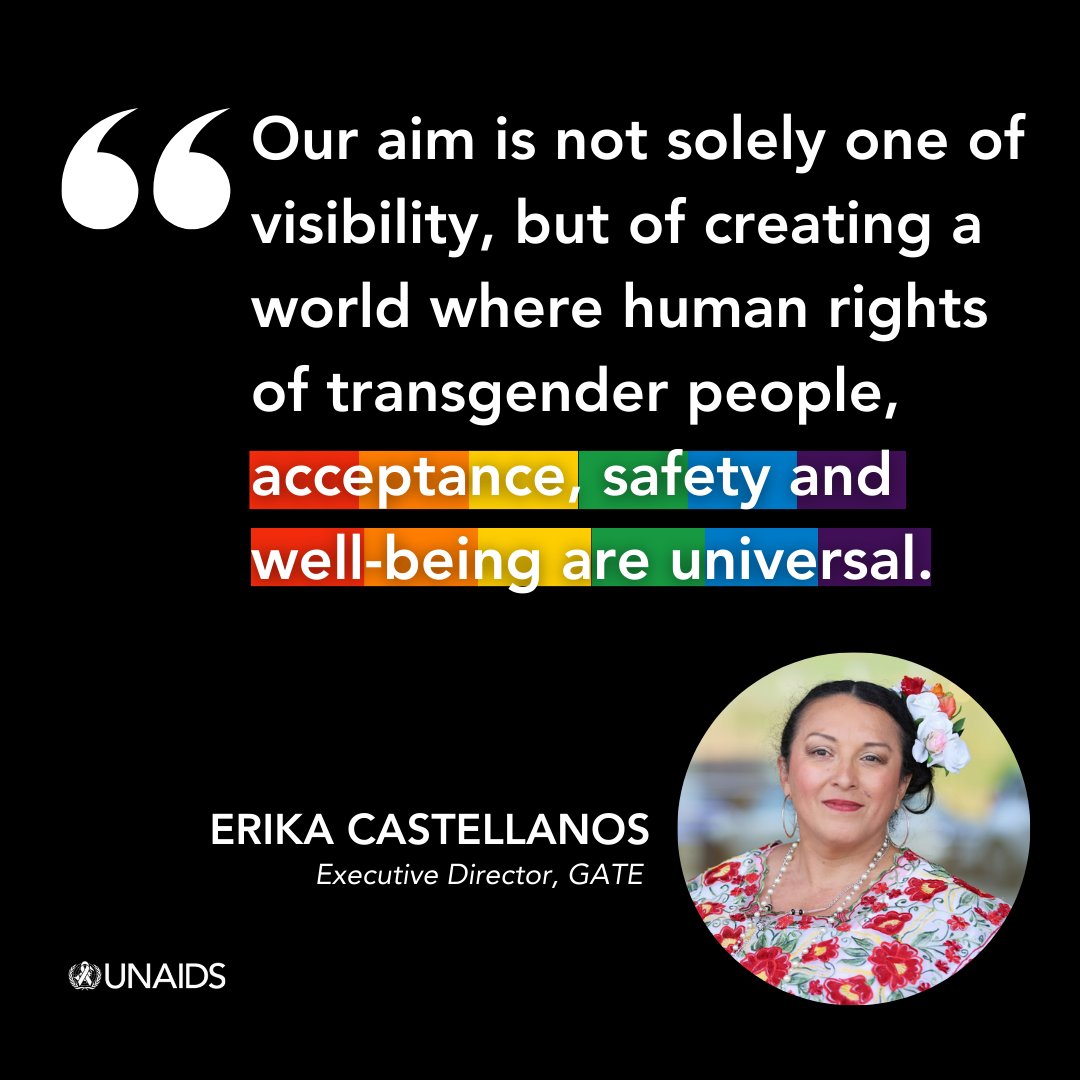 UNAIDS Global (@unaids) on Twitter photo #LinkedInSeries: "Our aim is not solely one of visibility, but of creating a world where human rights of transgender people, acceptance, safety and well-being are universal."
Read the interview with <a href="/EriKaCa1075/">EriKa Castellanos</a> , ExD of @GATEOrg: linkedin.com/pulse/erika-caโฆ
#RightsEqualsHealth #LinkedInSeries: "Our aim is not solely one of visibility, but of creating a world where human rights of transgender people, acceptance, safety and well-being are universal."
Read the interview with <a href="/EriKaCa1075/">EriKa Castellanos</a> , ExD of @GATEOrg: linkedin.com/pulse/erika-caโฆ
#RightsEqualsHealth