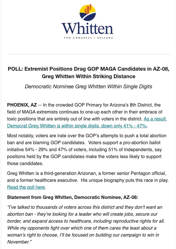 🚨🚨🚨BREAKING 🚨🚨🚨

This race is within SINGLE DIGITS. We’re building a powerful campaign to win - can you chip in RIGHT NOW so we can keep going? #CD08 #AZ 

➡️ secure.actblue.com/donate/gw24ct?…
