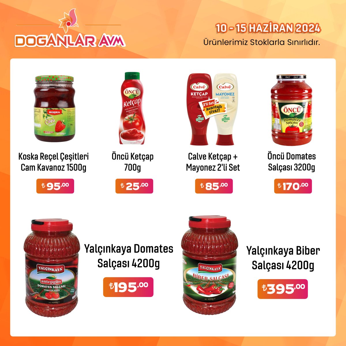 10 - 15 Haziran 2024
Kurban Bayramı'na Özel Hesaplı ve Bereketli Alışveriş Günleri Başladı!

#elazığ #süpermarket #şarküteri #gıda #temizlik #kozmetik