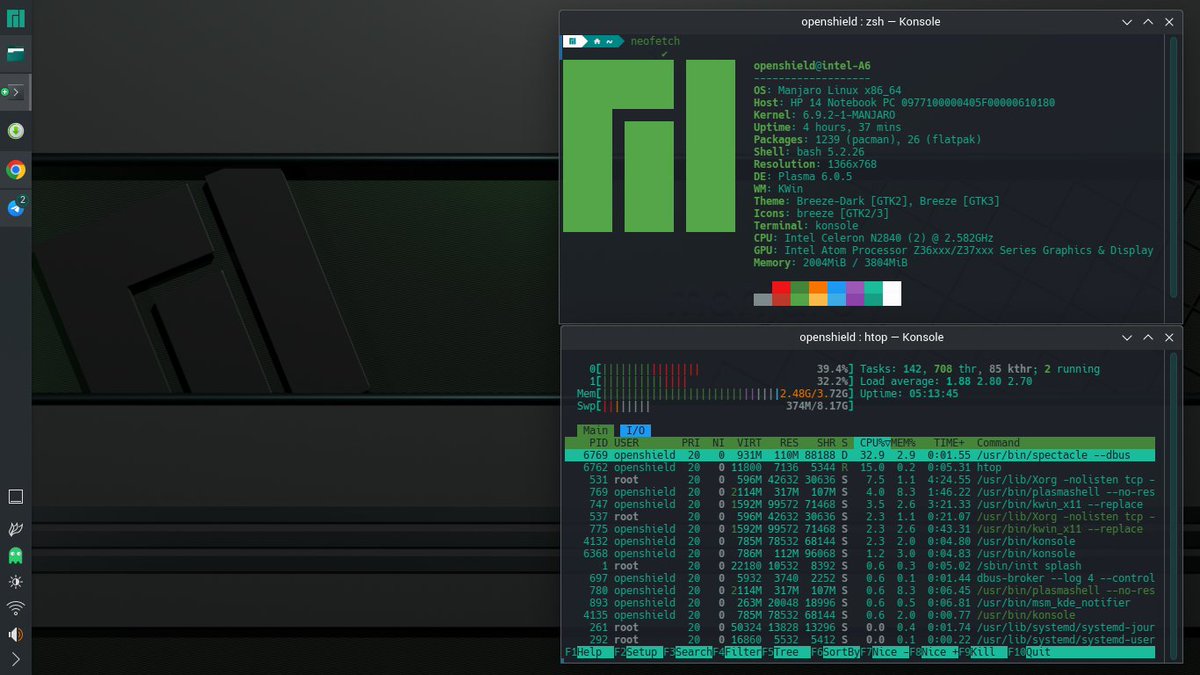 4Sentinell's tweet photo. Una semana mas con esta bestia dandole vida a mi vieja intel.
#Manjaro
#GNULinux
#enjoythesimplicity https://t.co/2NAuoWxUK4