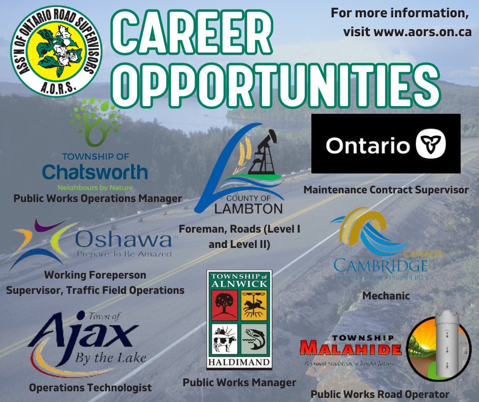 Be a part of building a better tomorrow! Apply now for exciting public works positions across Ontario. 

For all the details and a full list of current opportunities, visit here: aors.on.ca/resources/empl…
 
Is your #onmuni hiring? Contact us today to have your position advertised.