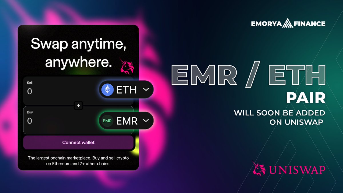 EmoryaFinance's tweet image. 🥳We are excited to announce that, in celebration of the recent Ethereum ETF approval, we are working towards adding an EMR/ETH pair on Uniswap soon. 

👀Stay tuned for more updates!

#crypto #Blockhain #livetoearn #emoryafinance @Uniswap @MultiversX @xPortalApp