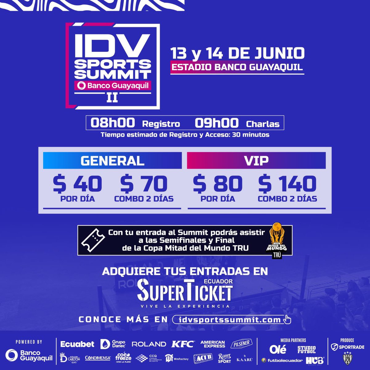 johacalderon11's tweet photo. No olviden adquirir sus entradas al #IDVSportsSummit @BancoGuayaquil con descuento del 15% con tarjetas de @BancoGuayaquil accediendo al link https://t.co/4qW9Ei0UTD
Los que mencionen esta publicación, en su perfil , le regalaremos una entrada . https://t.co/KUYe8aTFo9