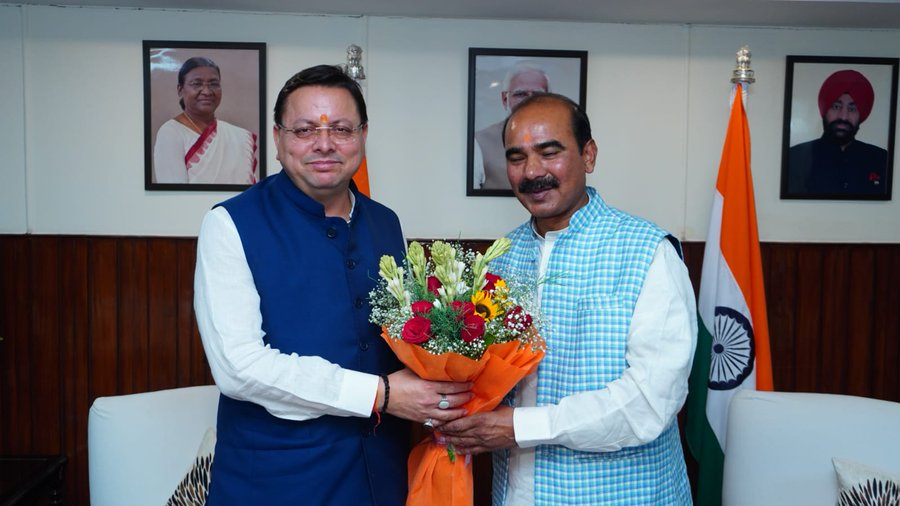 ANI's tweet photo. Uttarakhand CM Pushkar Singh Dhami tweets, "Hearty congratulations and best wishes to the MP from Almora Parliamentary Constituency, Union Minister of State, Ajay Tamta on assuming the charge of Minister of State for Road Transport.  I am confident that with your support the development work being carried out in the field of road connectivity in Devbhoomi Uttarakhand will get a boost."