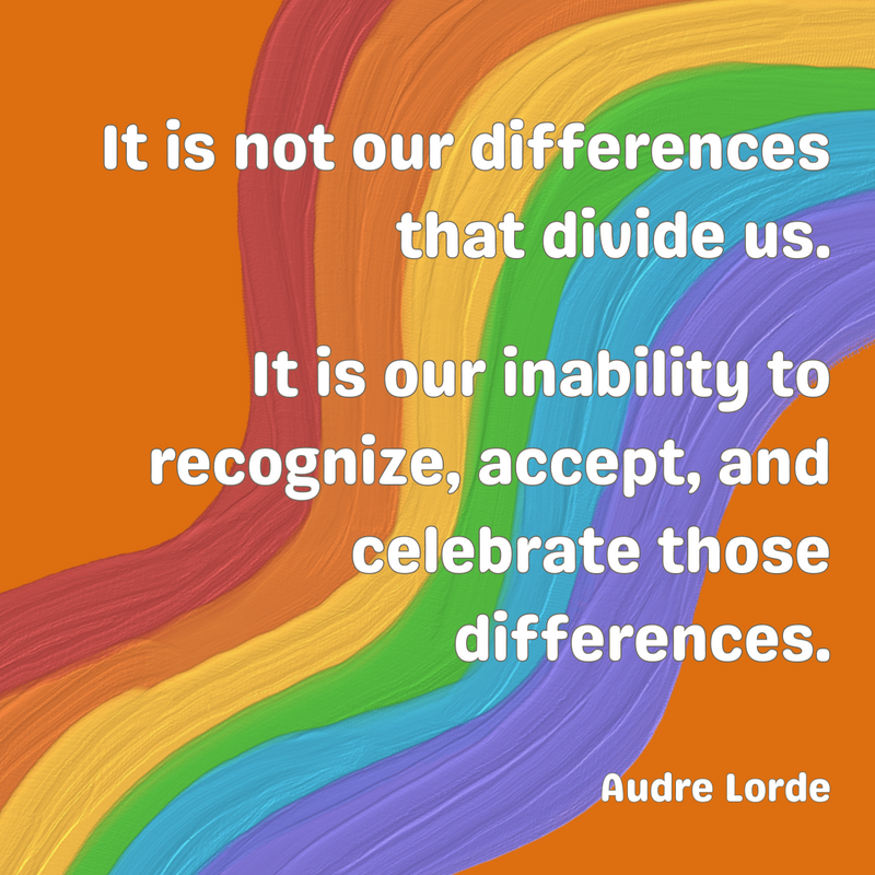 "It is not our differences that divide us. It is our inability to recognize, accept, and celebrate those differences."

Happy #PrideMonth! Our differences make us who we are, and they should be embraced and loved!🏳️‍🌈

#QOTD #Pride