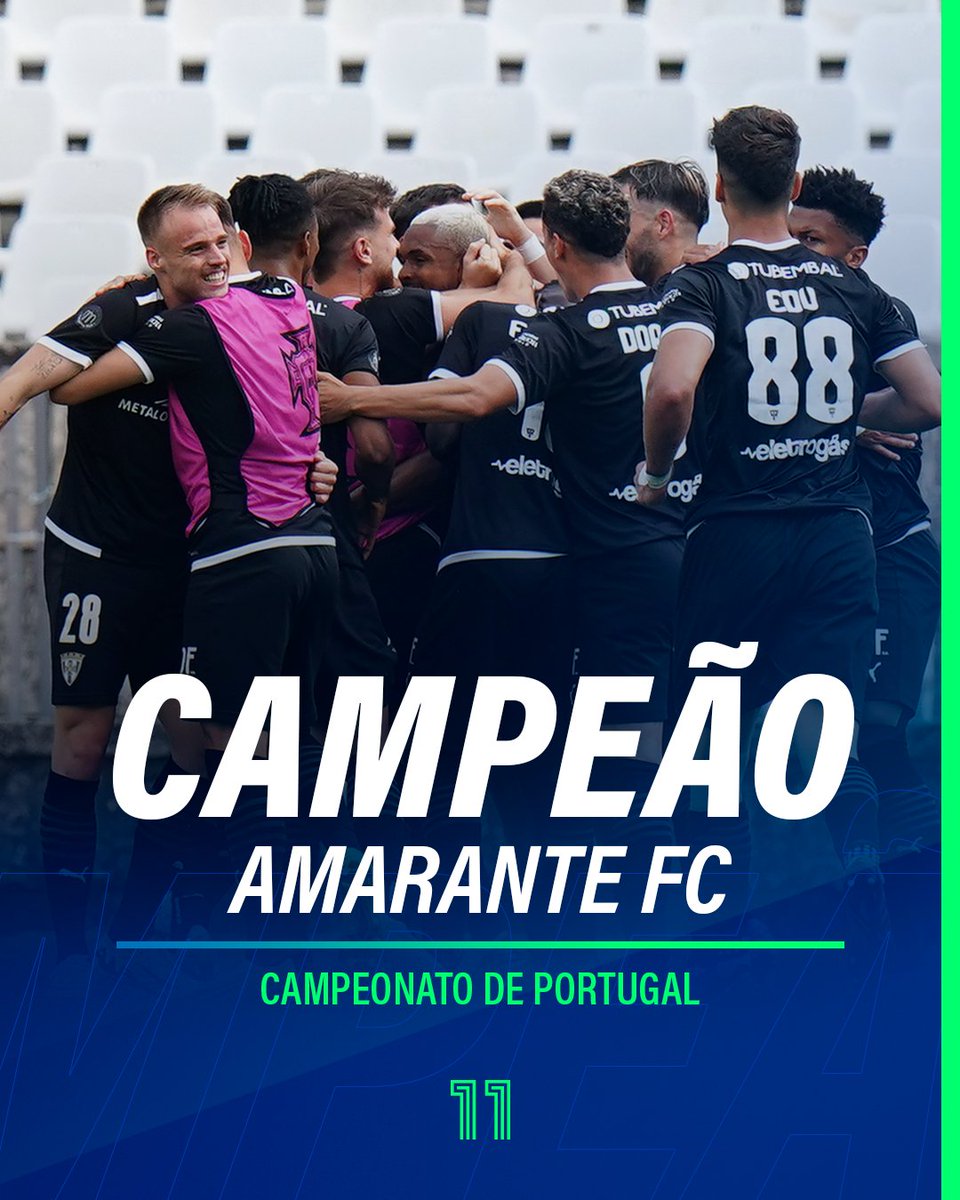 Canal_11Oficial's tweet photo. O Amarante FC é o novo 𝘾𝘼𝙈𝙋𝙀𝘼̃𝙊 do Campeonato de Portugal! 🏆

#Canal11 #FutebolEmPortuguês https://t.co/OtPVl8WNpl