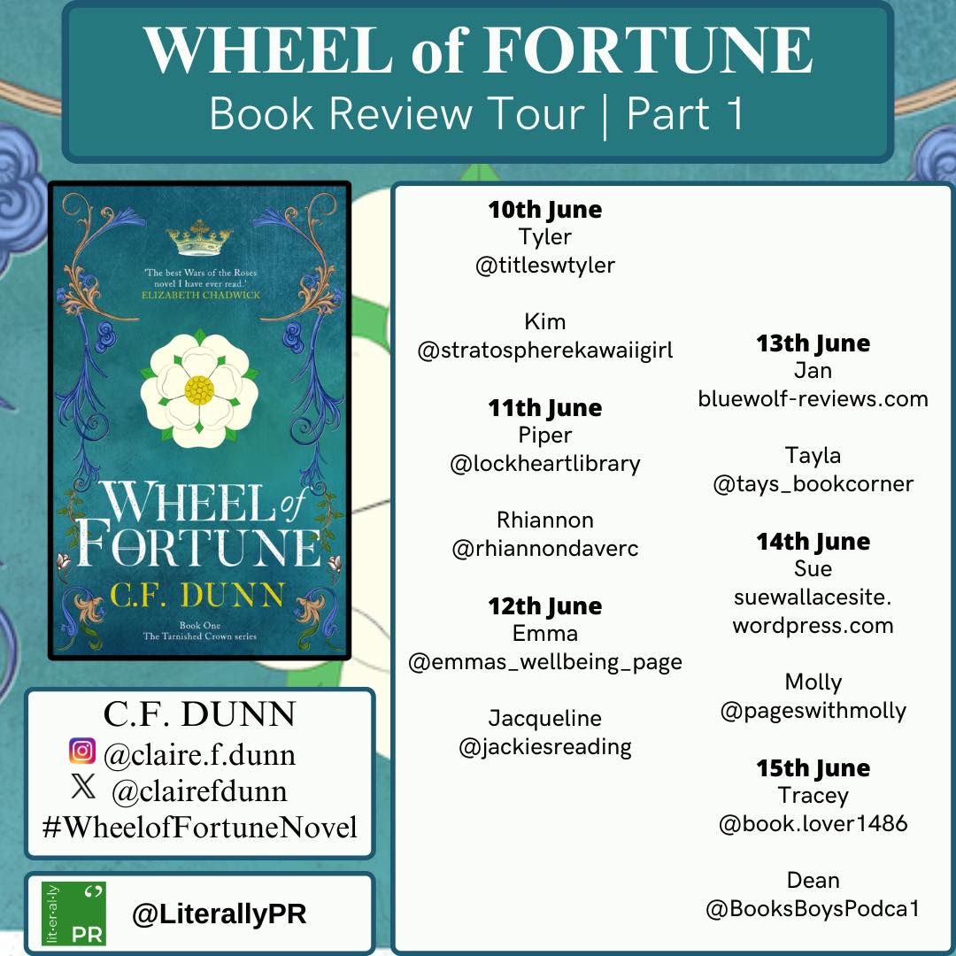 We're delighted that the book tour for Wheel of Fortune by our author @Clairefdunn is starting today. Come join in and read more about this amazing historical suspense novel.
#warsoftheroses #wheeloffortune #resolutebooks #medievalhistory