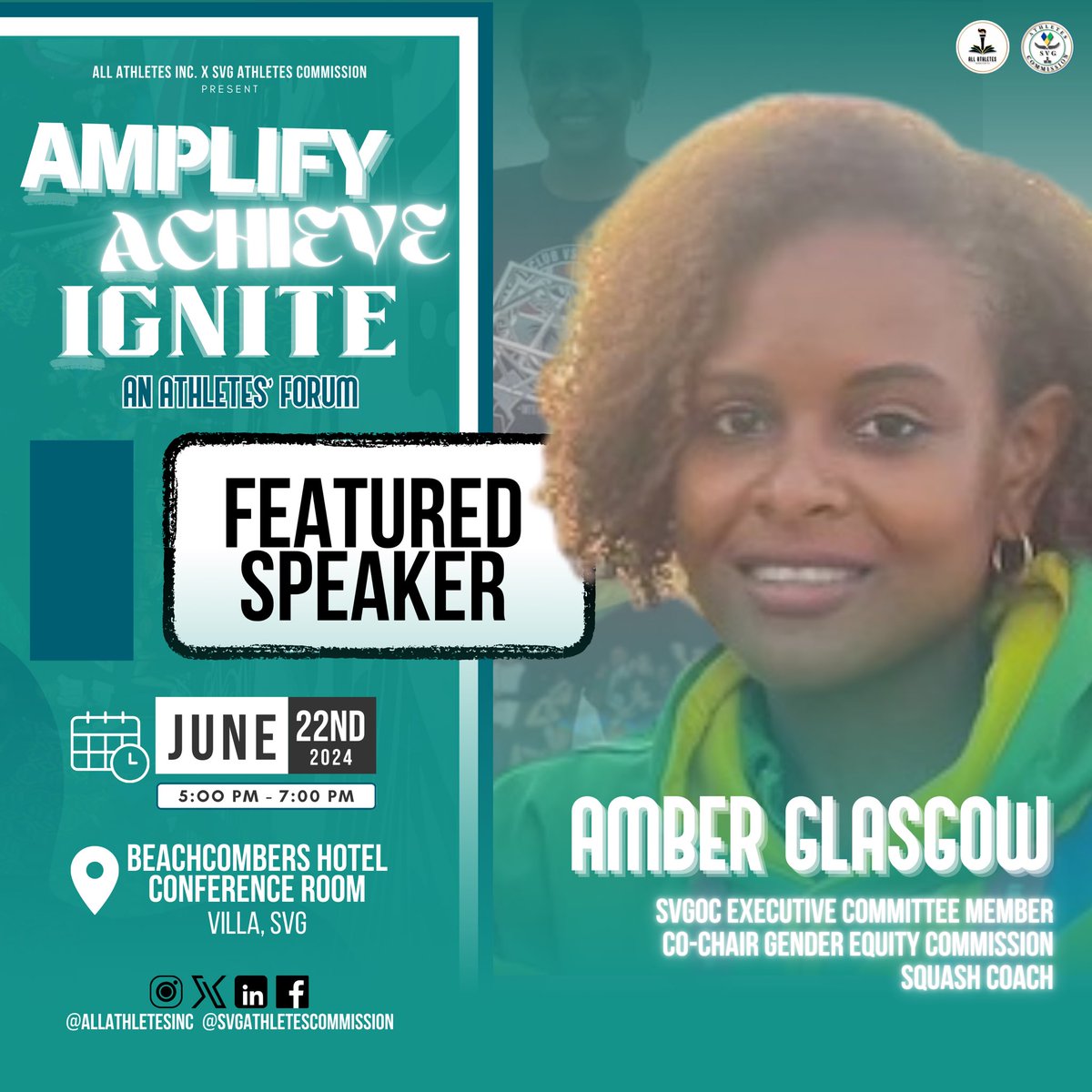 Amber brings a wealth of experience and passion to our forum. As the co-chair of the Gender Equity Commission, a former athlete, Squash coach, SVG Squash Association President and NOC executive member, she exemplifies leadership and dedication in the world of sports.🌟