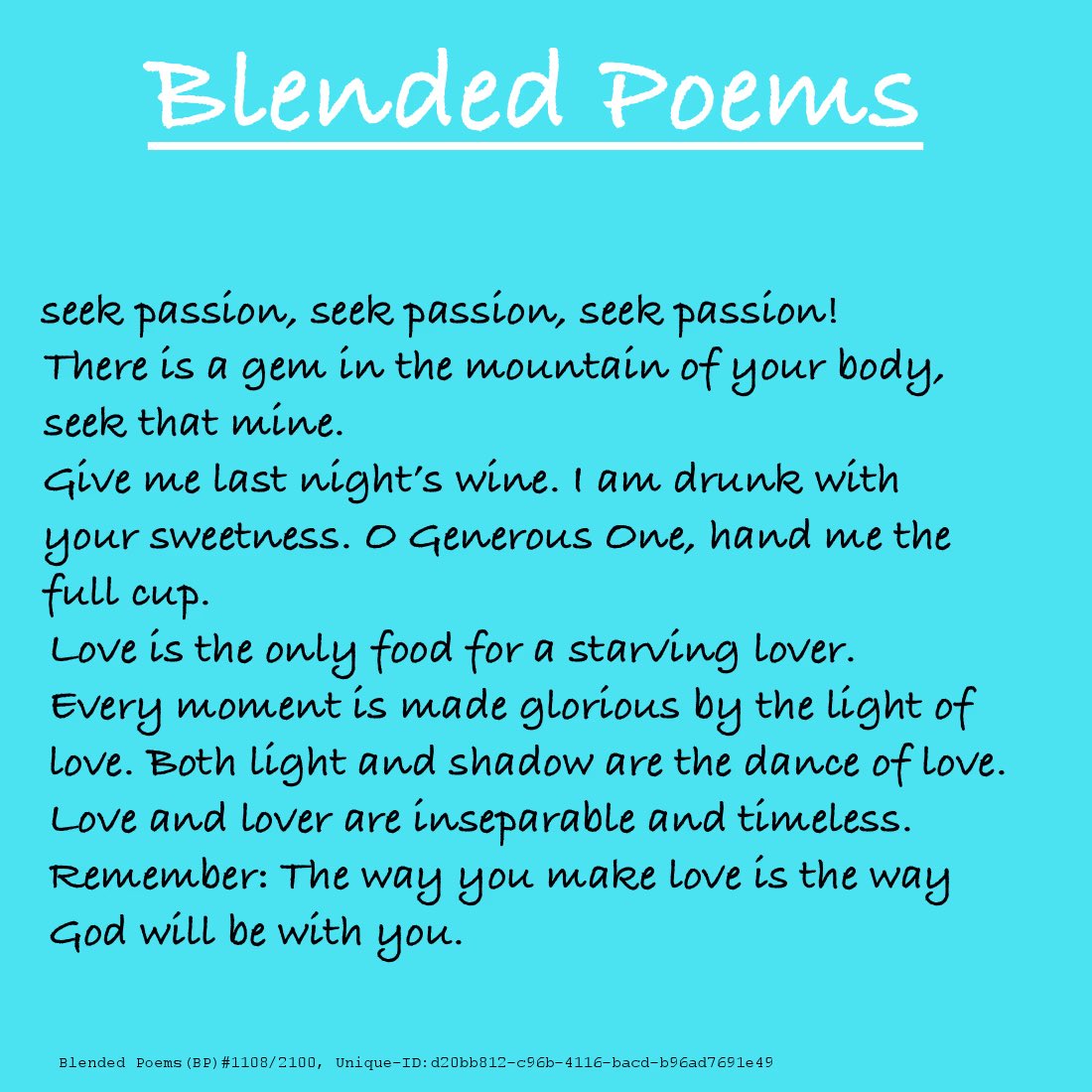Owning one of these Blended Poems NFTs means becoming a custodian of this cultural heritage, an opportunity to connect with the past and be part of a legacy that will continue on the blockchain for as long as the blockchain itself exists.