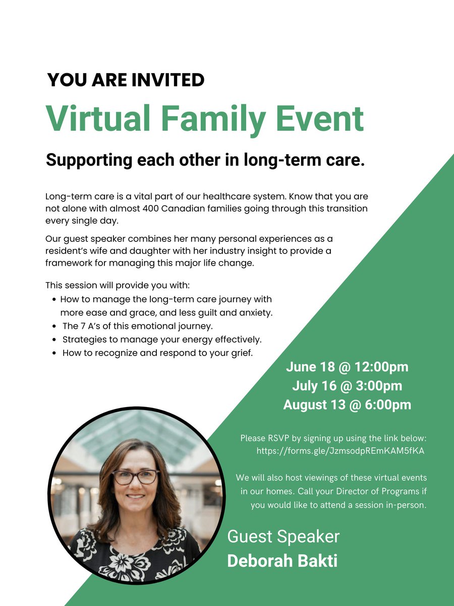 peopleCare_ca's tweet photo. #MotivationMonday: @peopleCare_ca is bringing in @deborahbakti to present Supporting Each Other in Long-Term Care. If you’re a family member of a resident in one of our homes, sign up for the event here: https://t.co/P9P0E2jt2w https://t.co/Oq62PhoEWX